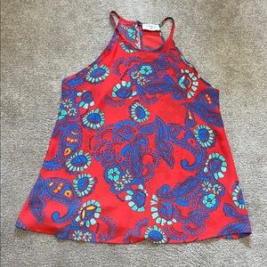Everly Red Paisley Racerback Tank Top Size XS